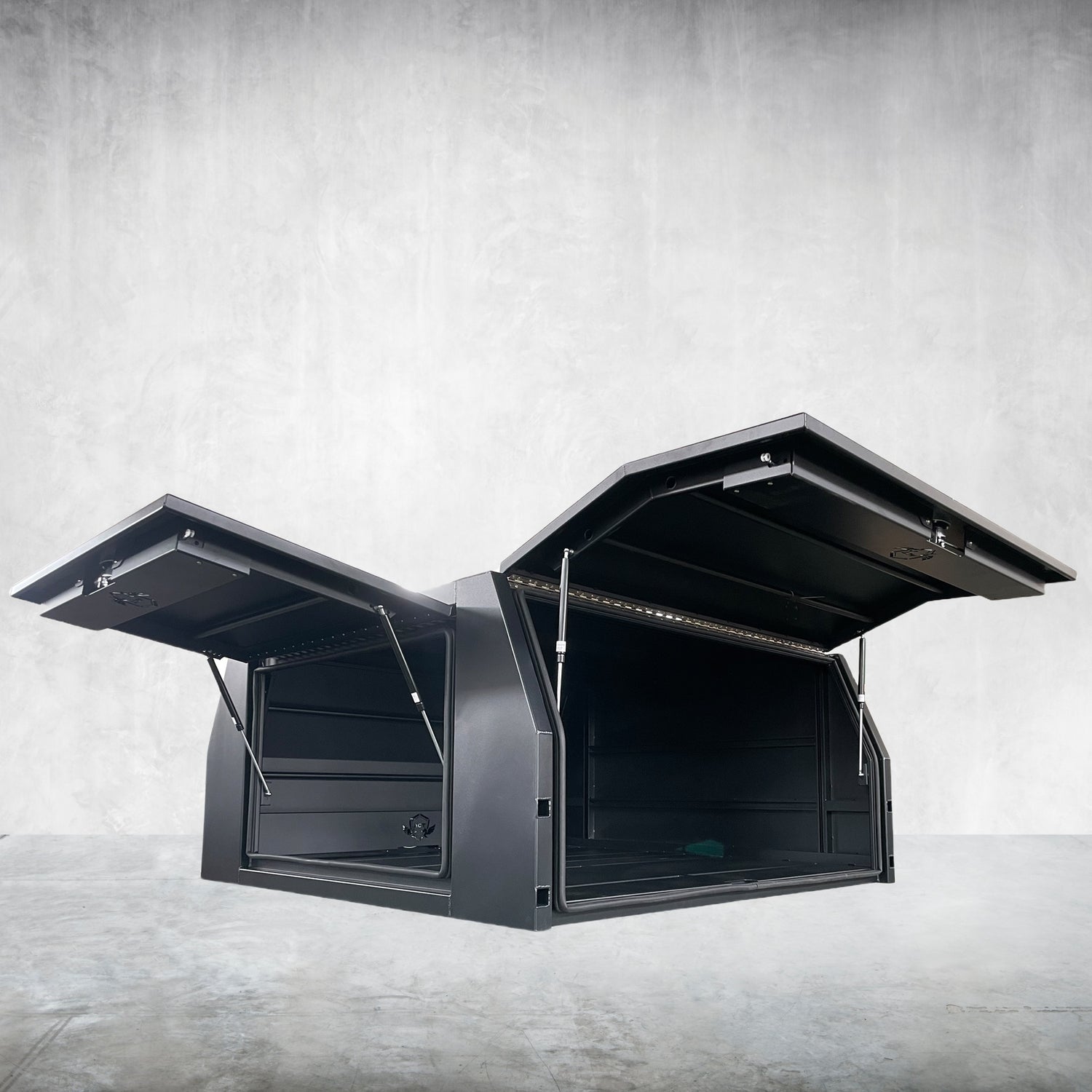 LX series 1800*1775*860 flat plate 3 door canopy with flush floor jack off black